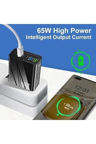 Zyzqstore 65w Hızlı Şarj Mobil Şarj Başı, Pd+3usb Çoklu Arayüz, 1 Adet, Beyaz Renk, Standart Boyut, Akıllı Telefonlar İçin Uygu 1 Adet