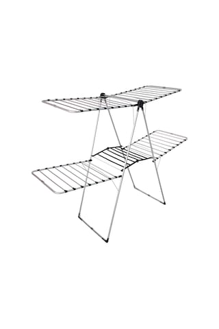 Çift Katlı Şık Ve Sağlam Paslanmaz Çamaşır Kurutmalığı Gri - Siyah