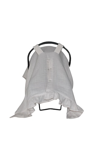 Pamuk Müslin Kumaş Puset Örtüsü Çıt Çıt Ve Fırfır Desenli Kum Rengi