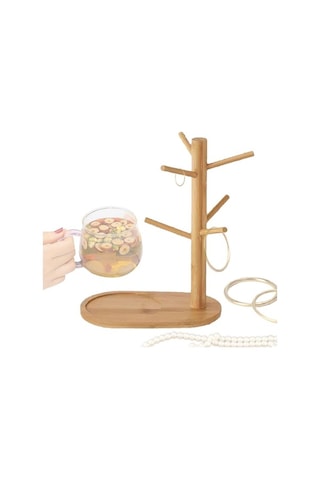 Pazly Suntek Kahve Kupa Ağacı Tezgah Üstü Çok Fonksiyonlu Mutfak Ahşap Organizatör Odun