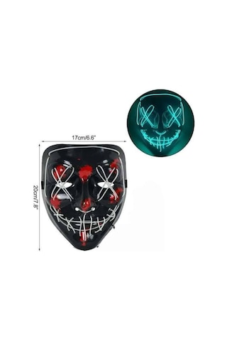 Hallowen Parti Maskesi Neon Led Işıklı Maske 3 Modlu Cadılar Glblseme - 72 Bayramı Maskesi