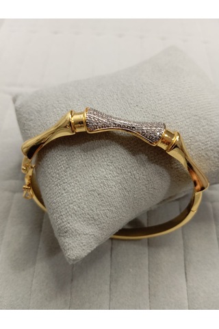 Zirkon Taşlı Gold Renk Kelepçe Bileklik Gold