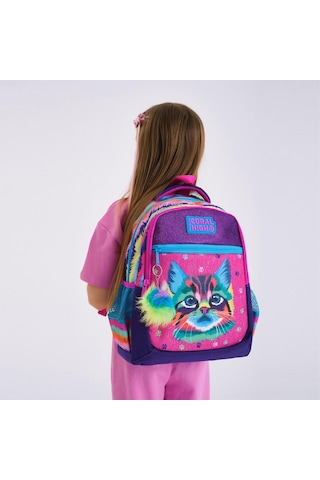 Coral High Kıds Mor Pembe Kedi Desenli 2'li Okul Çanta Seti Set0223477