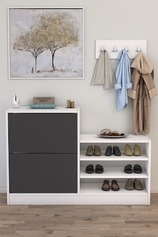 Anatolia 2 Kapak Kayar Raflı Ayakkabılık Antrasit Gri Antrasit - Beyaz