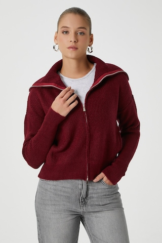 Ritnice Kadın Woody Grade Bordo Çift Taraf Fermuarlı Polo Triko Hırka Bordo