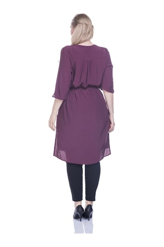 Düğmeli Beli Kuşaklı Tunik-bordo Bordo