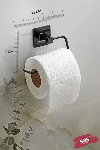 Sas Haus Kare Yapışkanlı Açık Tuvalet Kağıtlığı Wc Kağıtlık Tutucu Siyah Ks-001 Sku: Smg8690010190222 Diğer