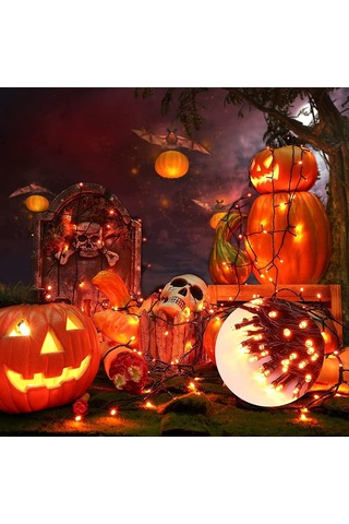 Sonbahar Dekorasyon Işık Dizisi, 20m 200 Led Cadılar Bayramı Dizisi Çok Renkli