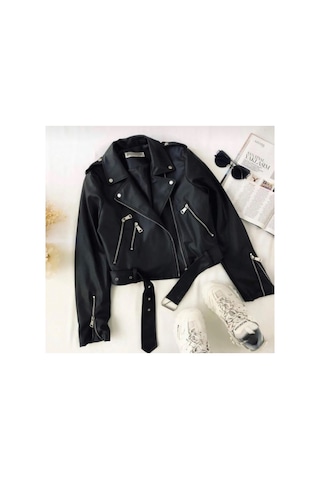 Cb Candybia Siyah Biker Suni Deri Ceket Siyah Siyah