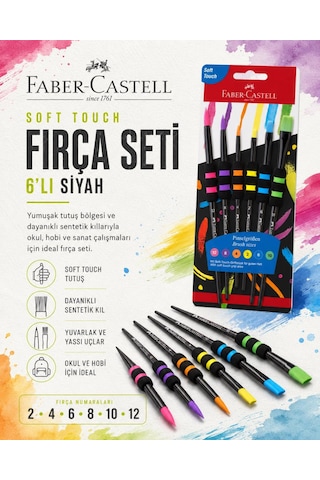 Faber-castell Soft Touch Fırça Seti 6 Lı Siyah