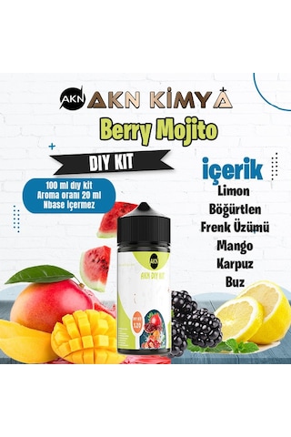 Berry Mojito Dıy Kit Limon Böğürtlen Frenk Üzümü Buz Gıda Aroması %20 Oranda Aroma İçerir Hazır Değildir 100 Ml
