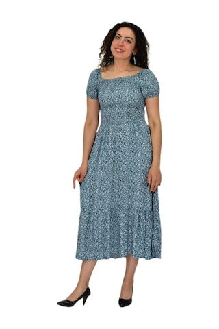 Kadın Balon Kol Beli Lastikli Empirme Elbise Bgl-st04644 Mint