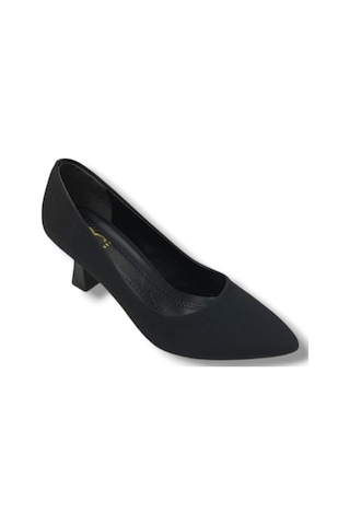 C-shoes 249-26 Mat Saten Orta Boy Topuklu Sade Kadın Stiletto Siyah