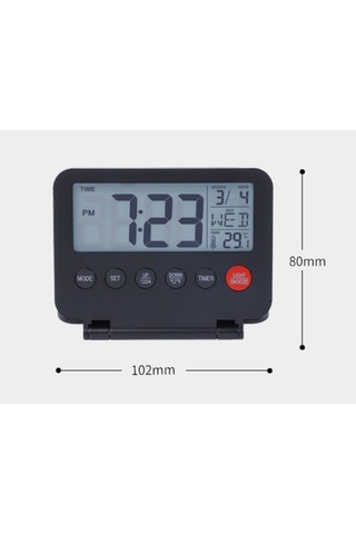 Lcd Ekranlı, Tarih, Sıcaklık, Erteleme Ve Arka Aydınlatmalı Küçük Dijital Seyahat Çalar Saati, Pil İle Çalışan Masa Saati