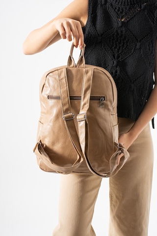 571 Collections Suni Deri Yıkama Sırt Çantası Poliüretan Bej Model: 571-14-16h Bej