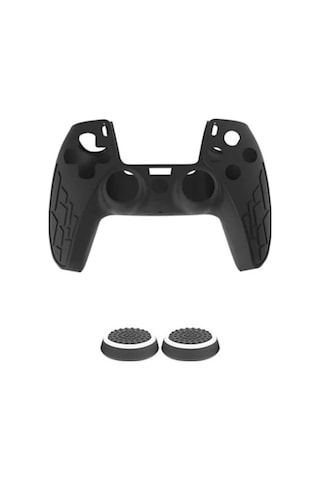 Cafele PS5 Dualsense Joystick Silikon Kılıf + Analog Koruyucu Siyah