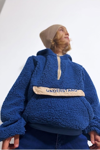 Reycan Erkek Çocuk Peluş Sweatshirt Kapüşonlu Kanguru Cepli 5-8 Yaş, İndigo Indigo