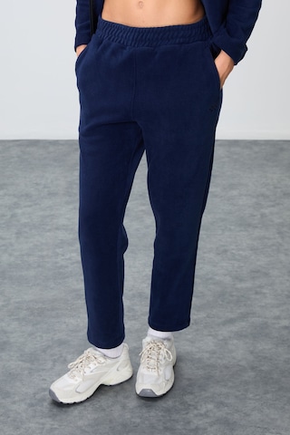 Tommy Life Lacivert Kalın Yumuşak Dokulu Dik Yaka Oversize Nakışlı Polar Kadın Eşofman Takım -95339 Lacivert