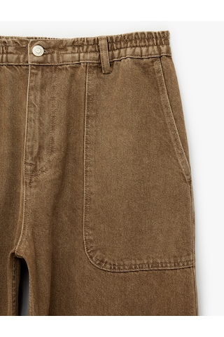 Koton Normal Bel Pamuklu Rahat Kalıp Cepli Baggy Jean Pantolon Kahverengi 7wam40285nd Kahve
