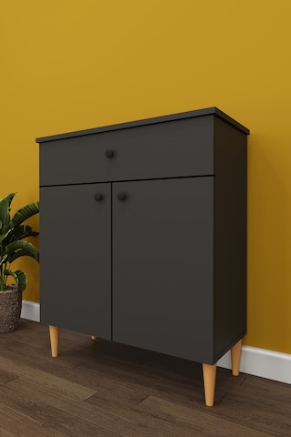 Modern Çekmeceli Çok Amaçlı Mutfak Banyo Dolabı %100 Mdf Erzak Kiler Dolabı Fd01 Antrasit
