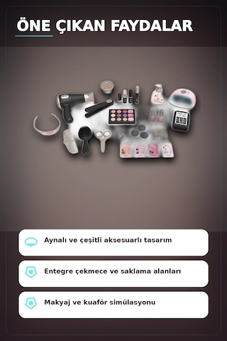 Katlanabilir 3 Parcali Guzellik Salonu Oyun Seti - Cocuklar Icin Makyaj Kuafor Manikur Bx-313422