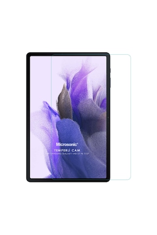 Microsonic Samsung Uyumlu Galaxy Tab S7 FE LTE T737 Tempered Glass Cam Ekran Koruyucu