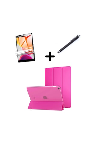 Apple Uyumlu iPad 7. 8. 9. Nesil 10.2 Kılıf Set Pu Deri Smart Tablet Kilifi Ekran Koruyucu + Kalem