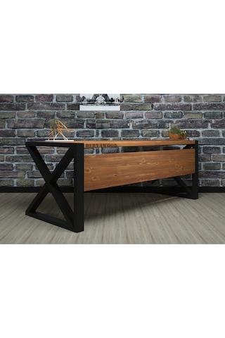 Deryawood Silver Ahşap Bilgisayar Masası 140x85x76 C-ön Ahşap Açık Ceviz