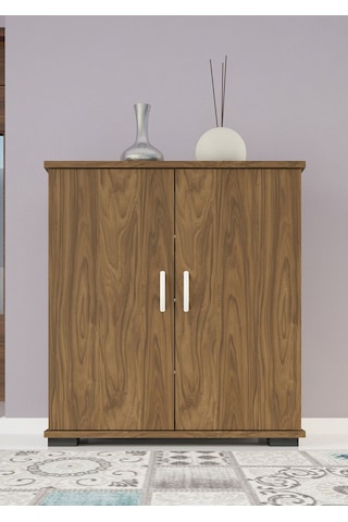Modilayn 70 X 76 X 32 Cm 3 Raflı 2 Kapalı Ayakkabı Dolabı Kiler Dolabı Ceviz