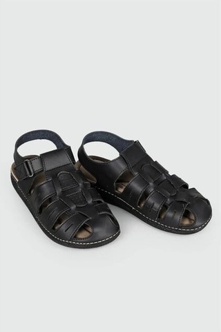 Siyah Cırtlı Erkek Sandalet Apella M0307 M Siyah