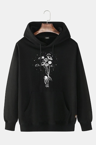 Unisex Siyah White-black Önü Uçurtma Balon Baskılı Kapşonlu Sweatshirt White-black Unisex Siyah White-black Önü Uçurtma Balon Baskılı Kapşonlu Sweatshirt White-black
