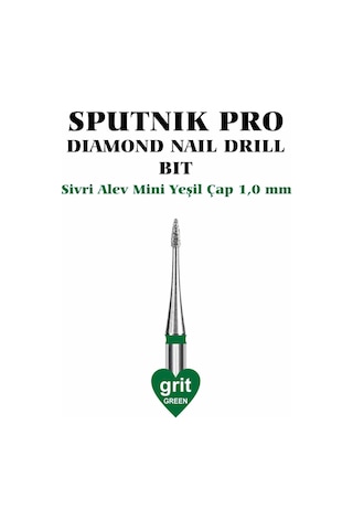 Elmas Sivri Alev Mini Freze Yeşil Çap 1,0mm