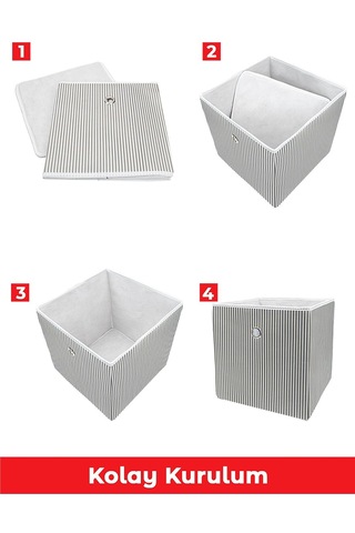 2 Adet Çok Amaçlı Raf Organizer Saklama Kutusu 30 X 30 X 3 Kumaş 30 X 30 Gri Tr Diğer