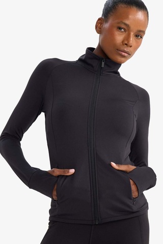 Defacto Fitted Ultra Soft Fermuarlı Hırka B3985AX25AU Siyah