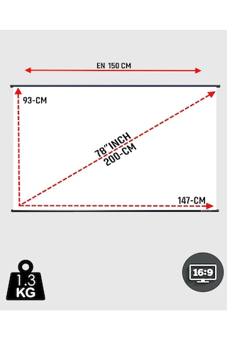 Gölge Stor En150cm Boy95cm Projeksiyon Perdesi Duvar Askılı Taşınabilir Yeni Akıllı Kumaş Işık Geçirmez 4k-8k