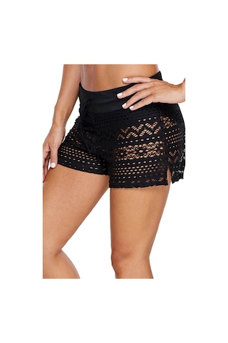 Angelsin Siyah Dantel Deniz Şortu Birleşik Bikini Alt (402449898)