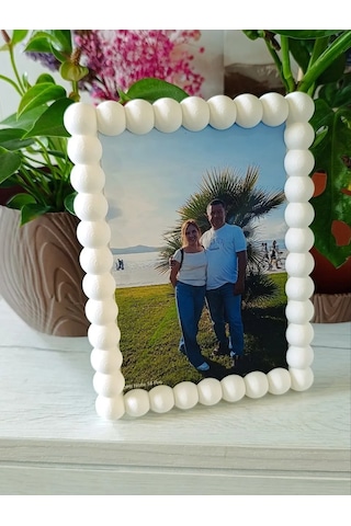 Buradabulabilirsin 3d Baskı İnci Baloncuk Fotoğraf Çerçevesi Boncuk Kenarlı Modern Fotoğraf Çerçevesi Masaüstü Beyaz Bbz