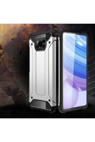 Noktaks - Xiaomi Uyumlu Xiaomi Poco X3 / Poco X3 Nfc / Poco X3 Pro - Kılıf Çift Katman Zırh Tank Crash Military Kapak - Rose Gold