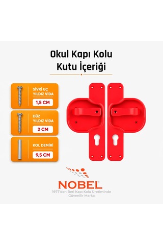 Okul Kapı Kolu Kreş, Anaokulu Ve Sınıf Kapıları İçin Çocuk Korumalı Emniyetli Dayanıklı Plastik Kapı Kolu - Kırmızı Beyaz