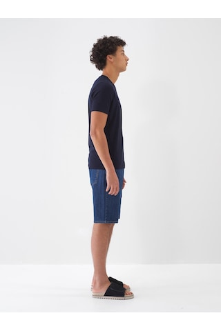 Xint Lacivert Pamuk Dokulu Slim Fit Tişört 502122