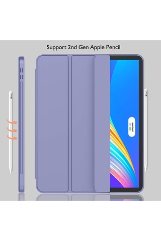 Apple Uyumlu iPad Pro 4. Nesil M2 2022 11 Inç Tablet Kılıf Uyku Modlu Kalem Bölmeli Silikon Koruyucu Kılıf