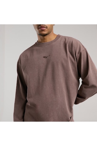 Everlast Bronx 1910 Yıkamalı Kahverengi Erkek Uzun Kollu T-shirt Tm0033