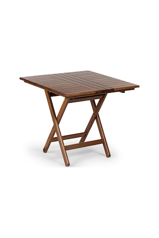 Atina Katlanır Masa 80x80 - Dış Mekan Ahşap Bahçe, Balkon Masası Ceviz