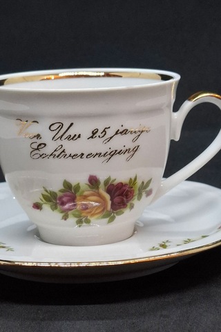 Schwarzenbach 25.evlilik Yıldönümü Kahve Fincanı 130 Ml Beyaz