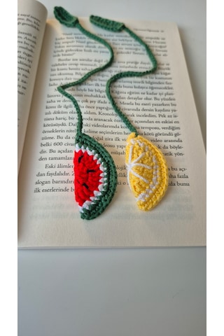 Karpuz Ve Limon 2 Li Ayraç Set Örgü Hediyelik Kitap Ayracı