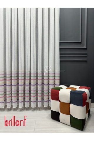 Tül Perde Çocuk Odası Tül Perdesi Colorful Gökkuşağı Desen Çok Renkli