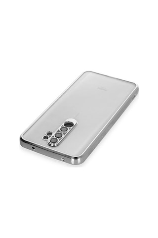 Newface - 165 - Xiaomi Redmi Note 8 Pro Kılıf Razer Lensli Silikon - Novapazr - - Gümüş