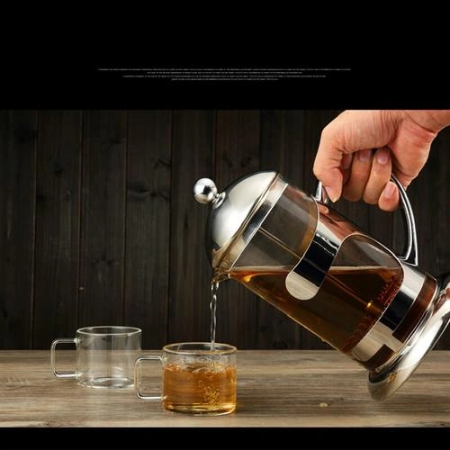 600 Ml Çok Fonksiyonlu Fransız Basın Çaydanlık 304 Paslanmaz Çelik Cam Kahve Hava Basın Kokulu Çay Süt Froother Cappuccino Moka Pot Kafe Kahve Kapları Altın - Beyaz