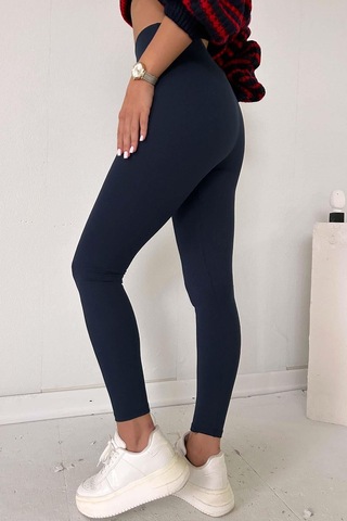 Mine Tan Butik Fitilli İçi Şardonlu Toparlayıcı Kadın Tayt - Lacivert