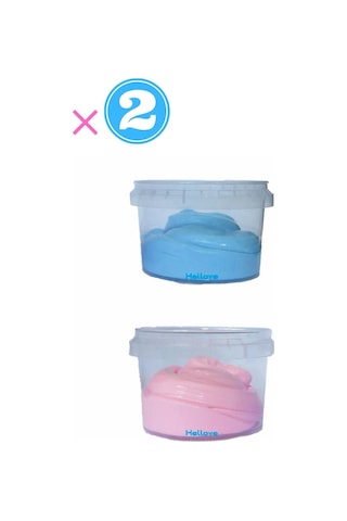 Ele Yapışmayan Pembe-mavi Slime 2 Li Pofuduk Slaym Oyun Hamuru
